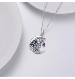 Dragon Necklace Sterling Silver Wyvern Necklace Dragon Pendant Necklace with Birthstone Gift for Women February $27.73 Necklaces