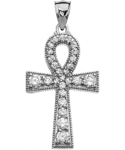 Diamond 14k White Gold Ankh Cross Pendant $174.99 Pendants