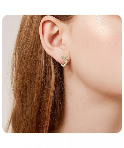 Bee Earrings for Women 18K Gold Plated Dainty Hypoallergenic Stud with Cubic Zirconia Bee-Gold Hoop $11.87 Earrings