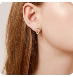 Bee Earrings for Women 18K Gold Plated Dainty Hypoallergenic Stud with Cubic Zirconia Bee-Gold Hoop $11.87 Earrings