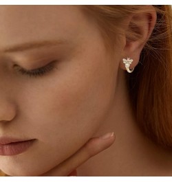 Bee Earrings for Women 18K Gold Plated Dainty Hypoallergenic Stud with Cubic Zirconia Bee-Gold Hoop $11.87 Earrings