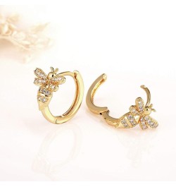 Bee Earrings for Women 18K Gold Plated Dainty Hypoallergenic Stud with Cubic Zirconia Bee-Gold Hoop $11.87 Earrings