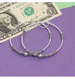 925 Sterling Silver Big Hoop Earrings | Lightweight Antique Bali Hoops | Two-Tone Oxidized Balinese Earrings for Women BIG Ba...