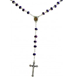 Catholic Glass Crystal Rosary Necklace - Holy Wooden Beads with Silver Cross for Men and Women - from Jerusalem Purple $8.79 ...