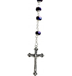 Catholic Glass Crystal Rosary Necklace - Holy Wooden Beads with Silver Cross for Men and Women - from Jerusalem Purple $8.79 ...