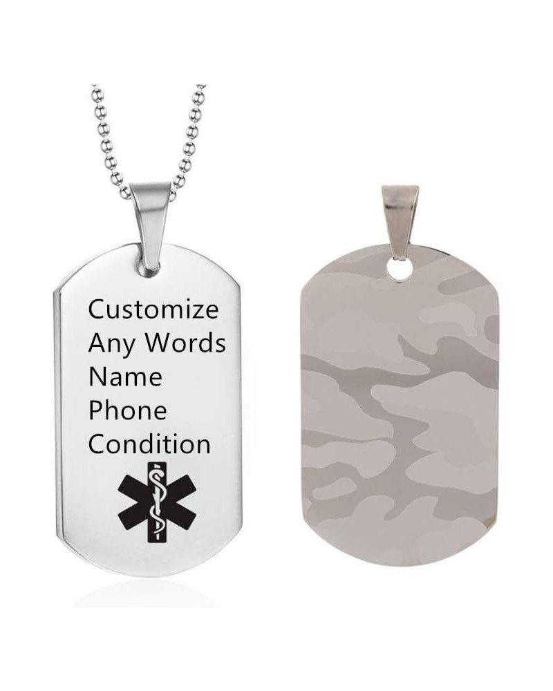 Personalized COVID-19 Vaccinated Pendant Necklace for Men Women Boys Girls - Stainless Steel Customize Medical Alert Identifi...