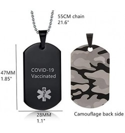 Personalized COVID-19 Vaccinated Pendant Necklace for Men Women Boys Girls - Stainless Steel Customize Medical Alert Identifi...