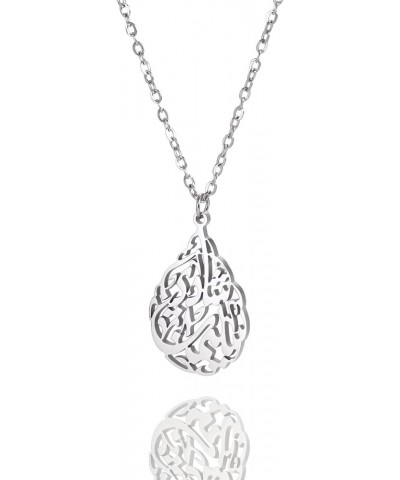 Teardrop Charm Necklace Muslim Islamic Pendant Necklace Retro Fashion Teardrop Pendant Necklace with Allah Religious Style Je...