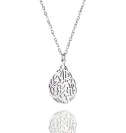 Teardrop Charm Necklace Muslim Islamic Pendant Necklace Retro Fashion Teardrop Pendant Necklace with Allah Religious Style Je...