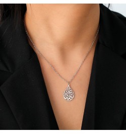 Teardrop Charm Necklace Muslim Islamic Pendant Necklace Retro Fashion Teardrop Pendant Necklace with Allah Religious Style Je...