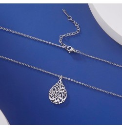 Teardrop Charm Necklace Muslim Islamic Pendant Necklace Retro Fashion Teardrop Pendant Necklace with Allah Religious Style Je...