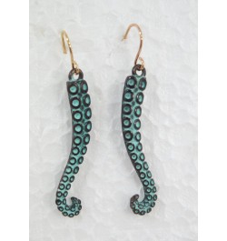 Patina Metal Octopus Earrings, Octopus legs Earrings, Tentacles Earrings, Octopus Tentacle Earrings $10.80 Earrings