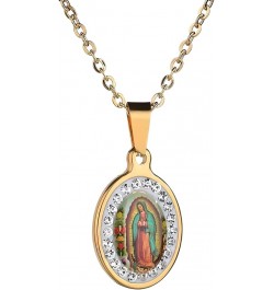 925 Sterling Silver virgen de guadalupe necklace 18K Yellow Gold Virgin Mary Pendant Necklace Charms Zircon Christian Guadalu...