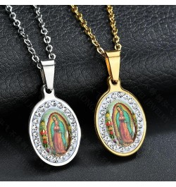 925 Sterling Silver virgen de guadalupe necklace 18K Yellow Gold Virgin Mary Pendant Necklace Charms Zircon Christian Guadalu...