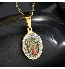 925 Sterling Silver virgen de guadalupe necklace 18K Yellow Gold Virgin Mary Pendant Necklace Charms Zircon Christian Guadalu...