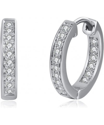 18K Gold Plated Cubic Zirconia Small Hoop Earring for Women,Mens Silver $8.99 Earrings