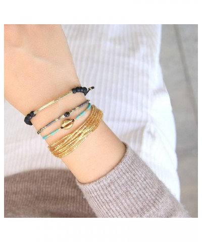 Friendship Bracelets Handmade Single Strand Gold Beaded Bar Bracelets Chic Bangle Black K $7.12 Bracelets