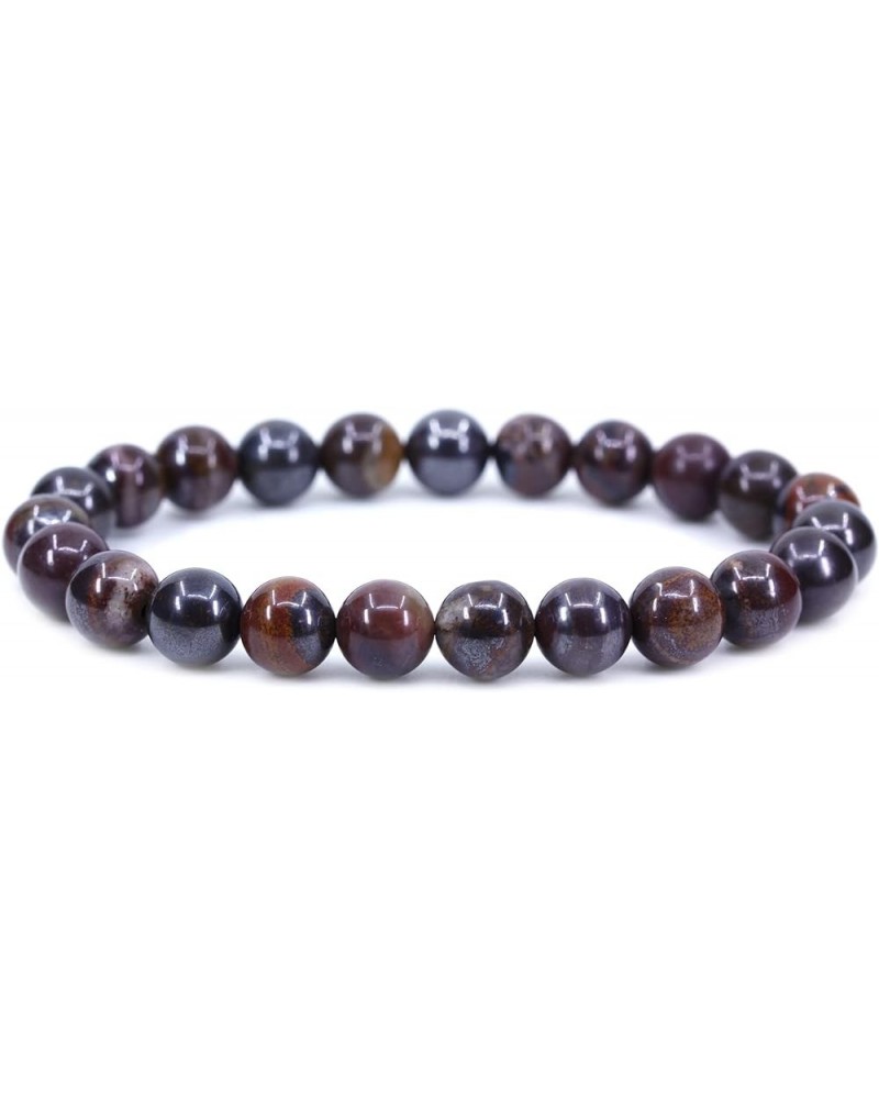 Gem Semi Precious Gemstones 8mm Round Beads Crystal Stretch Bracelet 7 Inch Unisex Red Iron Tiger $6.62 Bracelets