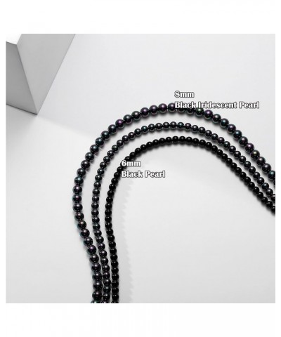 Black Pearl Necklace for Men Women 4mm 6mm 8mm 18" 20" Round Faux Pearl Strand Jewelry Gifts 18inches 8mm pearl Black $10.13 ...