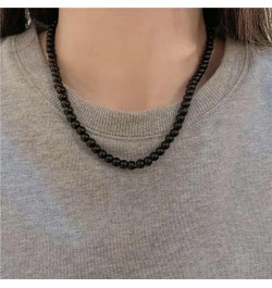 Black Pearl Necklace for Men Women 4mm 6mm 8mm 18" 20" Round Faux Pearl Strand Jewelry Gifts 18inches 8mm pearl Black $10.13 ...