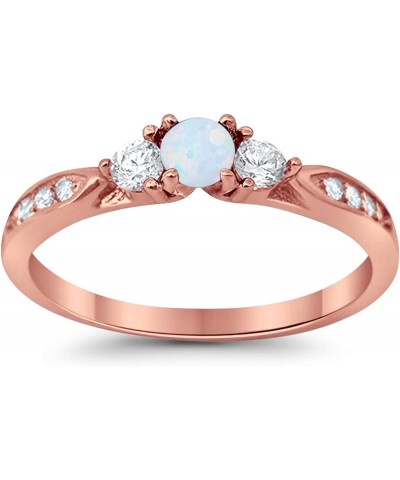 3-Stone Wedding Engagement Promise Ring 925 Sterling Silver Choose Color Rose Tone, Lab White Opal $13.33 Rings