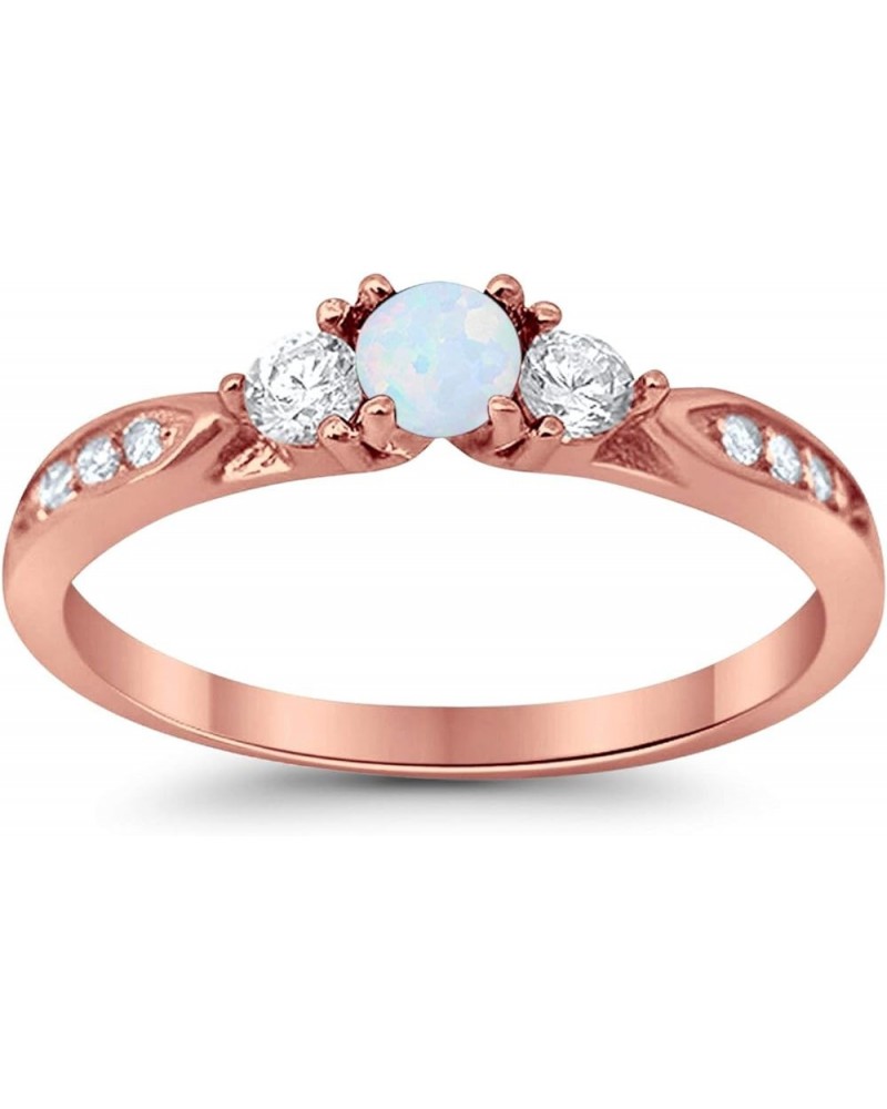 3-Stone Wedding Engagement Promise Ring 925 Sterling Silver Choose Color Rose Tone, Lab White Opal $13.33 Rings