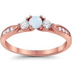 3-Stone Wedding Engagement Promise Ring 925 Sterling Silver Choose Color Rose Tone, Lab White Opal $13.33 Rings