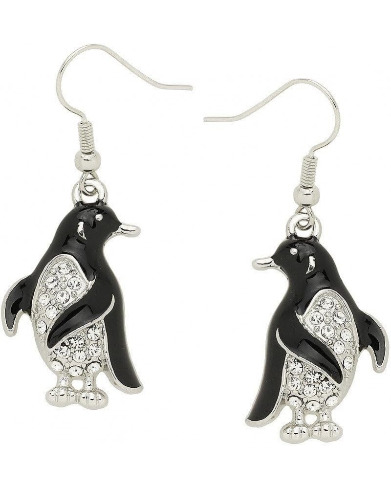 Penguin Fashionable Earrings - Enamel - Fish Hook - Sparkling Crystal - Unique Gift and Souvenir $8.54 Earrings