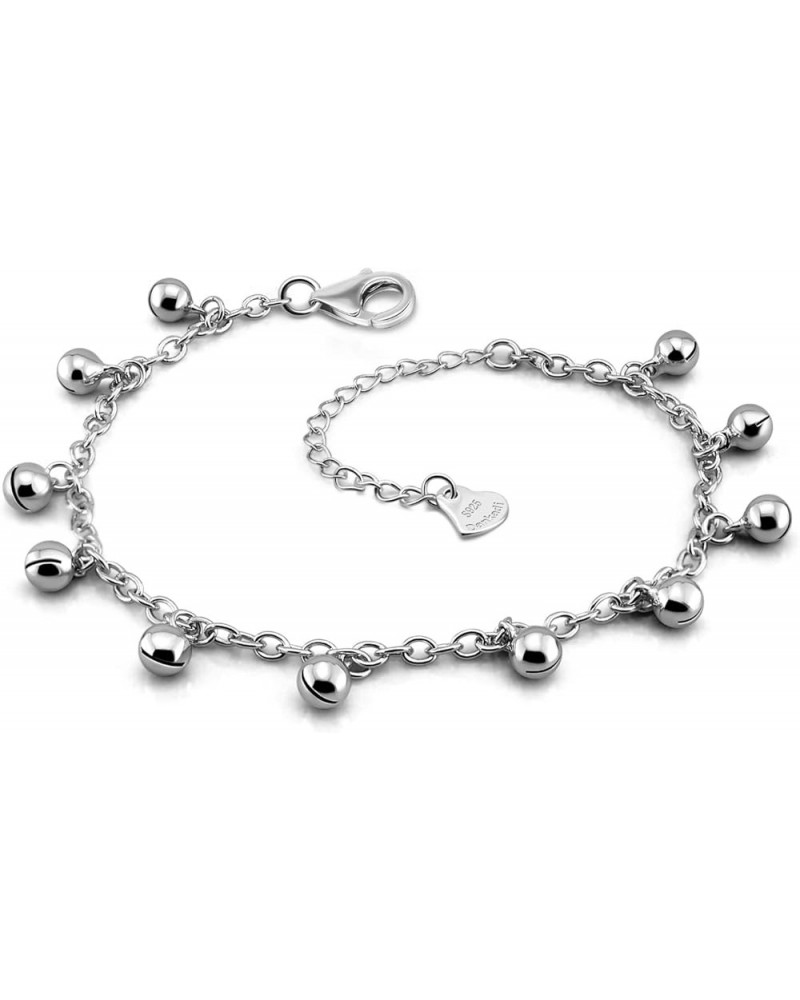 Delicate Women 925 Sterling Silver Ankle Bracelets For Girls Cute Bell Chain Beach Anklet Bracelet Boho Adjustable Size Ankle...