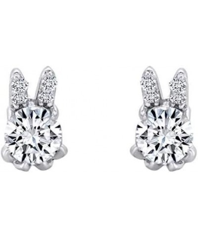 14k Gold Over Sterling Silver Animal, Bird, Insects Cubic Zirconia Stud Earrings White Gold Over : BUNNY 2 $18.23 Earrings