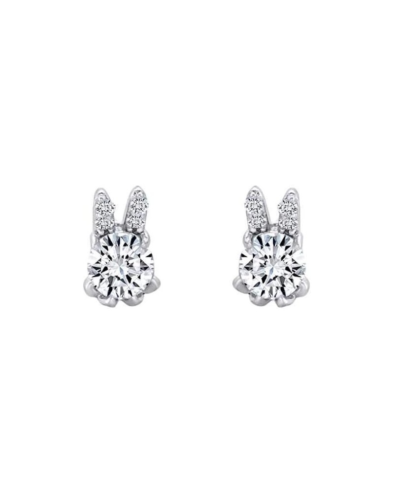 14k Gold Over Sterling Silver Animal, Bird, Insects Cubic Zirconia Stud Earrings White Gold Over : BUNNY 2 $18.23 Earrings