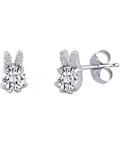 14k Gold Over Sterling Silver Animal, Bird, Insects Cubic Zirconia Stud Earrings White Gold Over : BUNNY 2 $18.23 Earrings