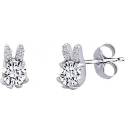 14k Gold Over Sterling Silver Animal, Bird, Insects Cubic Zirconia Stud Earrings White Gold Over : BUNNY 2 $18.23 Earrings