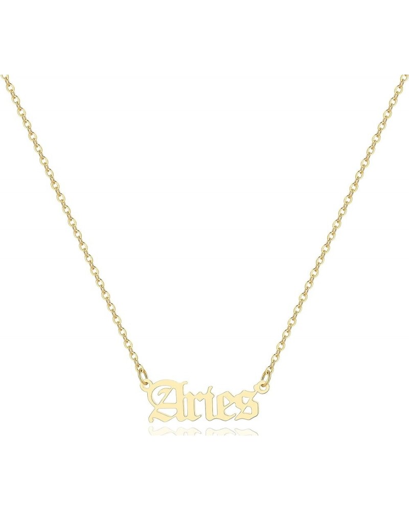 Astrology Necklace for Women 18K Gold Plated 12 Constellation Zodiac Necklace Aries $10.25 Necklaces