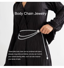 Layered Waist Belt Chain Silver Metal Belly Chain Dress Belt Long Tassel Body Chains Jewelry Accessories for Women and Girls ...