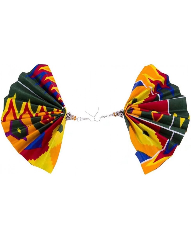 African Fabric Ankara Fan Shape Earring for Women Ankara Ethnic Handmade Jewelry WYA081 color2 $7.54 Earrings