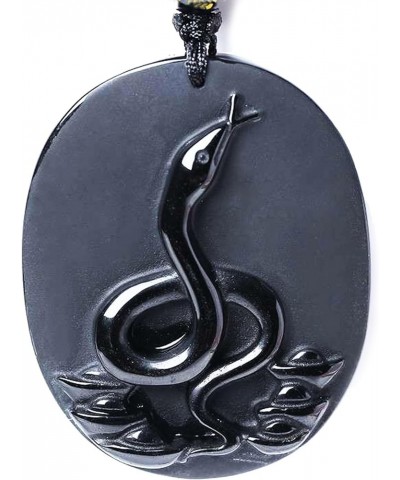 Chinese Zodiac Necklace Pendant Made of Obsidian Gemstone: Horoscope Animal/Sign Amulet Snake-Elegant $13.05 Pendants