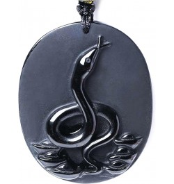 Chinese Zodiac Necklace Pendant Made of Obsidian Gemstone: Horoscope Animal/Sign Amulet Snake-Elegant $13.05 Pendants