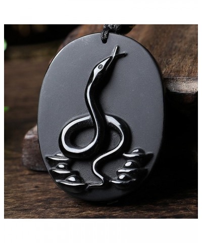 Chinese Zodiac Necklace Pendant Made of Obsidian Gemstone: Horoscope Animal/Sign Amulet Snake-Elegant $13.05 Pendants