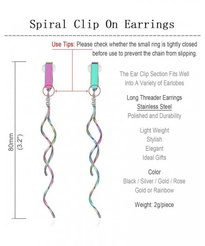 Spiral Drop Clip on Earrings for Women Girls Geometric Twisted Linear Dangle Earrings Stainless Steel No Piercing Clips for G...