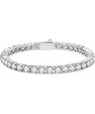 (11.1CT-32CT Moissanite Tennis Bracelet 14K Gold Plated Sterling Silver Round Cut (4MM-6.5MM) D Color VVS1 Moissanites Diamon...