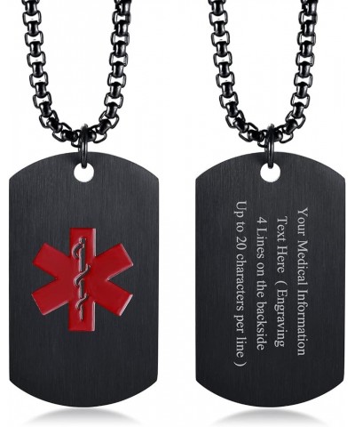 Personalized Medical Alert Necklace | Customized Stainless Steel Emergency Medical ID Dog Tag Pendant Necklace For Mens Women...