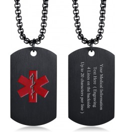 Personalized Medical Alert Necklace | Customized Stainless Steel Emergency Medical ID Dog Tag Pendant Necklace For Mens Women...