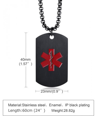 Personalized Medical Alert Necklace | Customized Stainless Steel Emergency Medical ID Dog Tag Pendant Necklace For Mens Women...