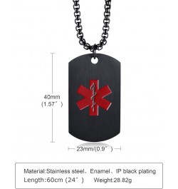 Personalized Medical Alert Necklace | Customized Stainless Steel Emergency Medical ID Dog Tag Pendant Necklace For Mens Women...