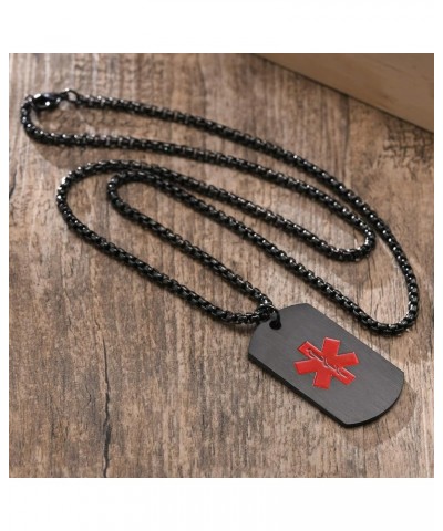 Personalized Medical Alert Necklace | Customized Stainless Steel Emergency Medical ID Dog Tag Pendant Necklace For Mens Women...