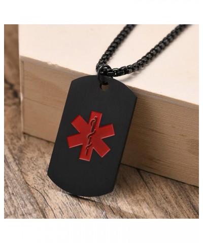 Personalized Medical Alert Necklace | Customized Stainless Steel Emergency Medical ID Dog Tag Pendant Necklace For Mens Women...