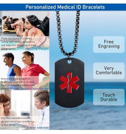 Personalized Medical Alert Necklace | Customized Stainless Steel Emergency Medical ID Dog Tag Pendant Necklace For Mens Women...