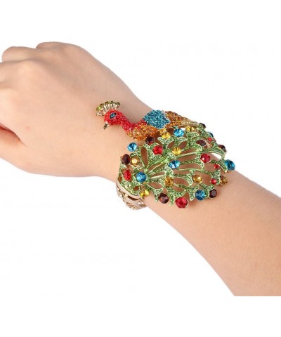 Gold-Tone Austrian Crystal Enamel Chic Peacock Bird Bangle Bracelet Multicolor $13.16 Bracelets