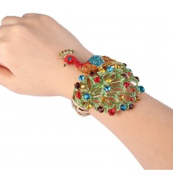 Gold-Tone Austrian Crystal Enamel Chic Peacock Bird Bangle Bracelet Multicolor $13.16 Bracelets